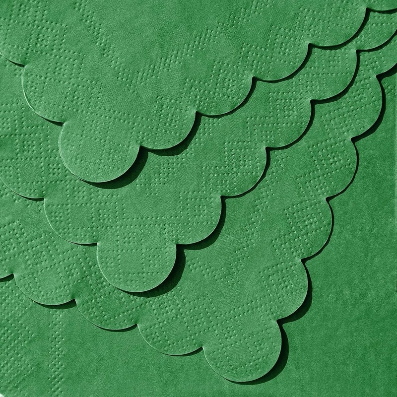 NatNarr 120 Pcs Green Cocktail Napkins, St Patricks Day Napkins Scalloped Dessert Beverage Napkin Cute Party Napkin for Birthday, Baby Shower, Golf Party, 5 x 5 Inch - Image 3